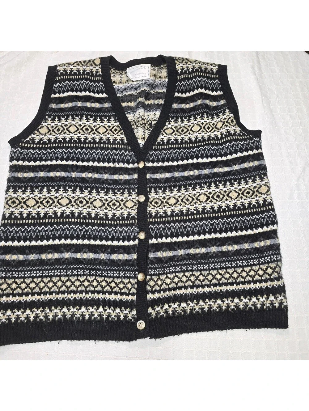Vintage Precious Diamonds Fair Isle Sweater Vest Grandmacore Cute Cottagecore XL
